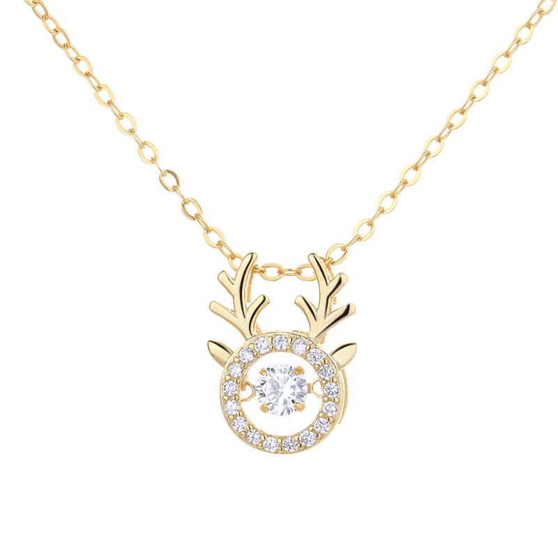 Christmas Diamonds Moissanite Romantic Deer Antler 1ct Pendant S925 Sterling Silver Rhodium Plated Choker for Necklace