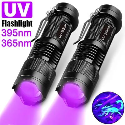 UV El Feneri LED Ultraviyole El Feneri Yakınlaştırılabilir Mini Ultraviyole Işıklar 395/365nm Muayene Lambası Evcil Hayvan İdrar Lekesi Dedektörü Araçları