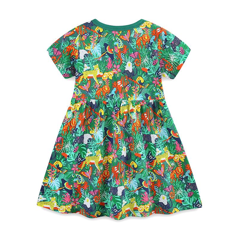 Summer Girls' Knitted Cotton Princess Dress - European & American Style, Short Sleeve, Cute Design