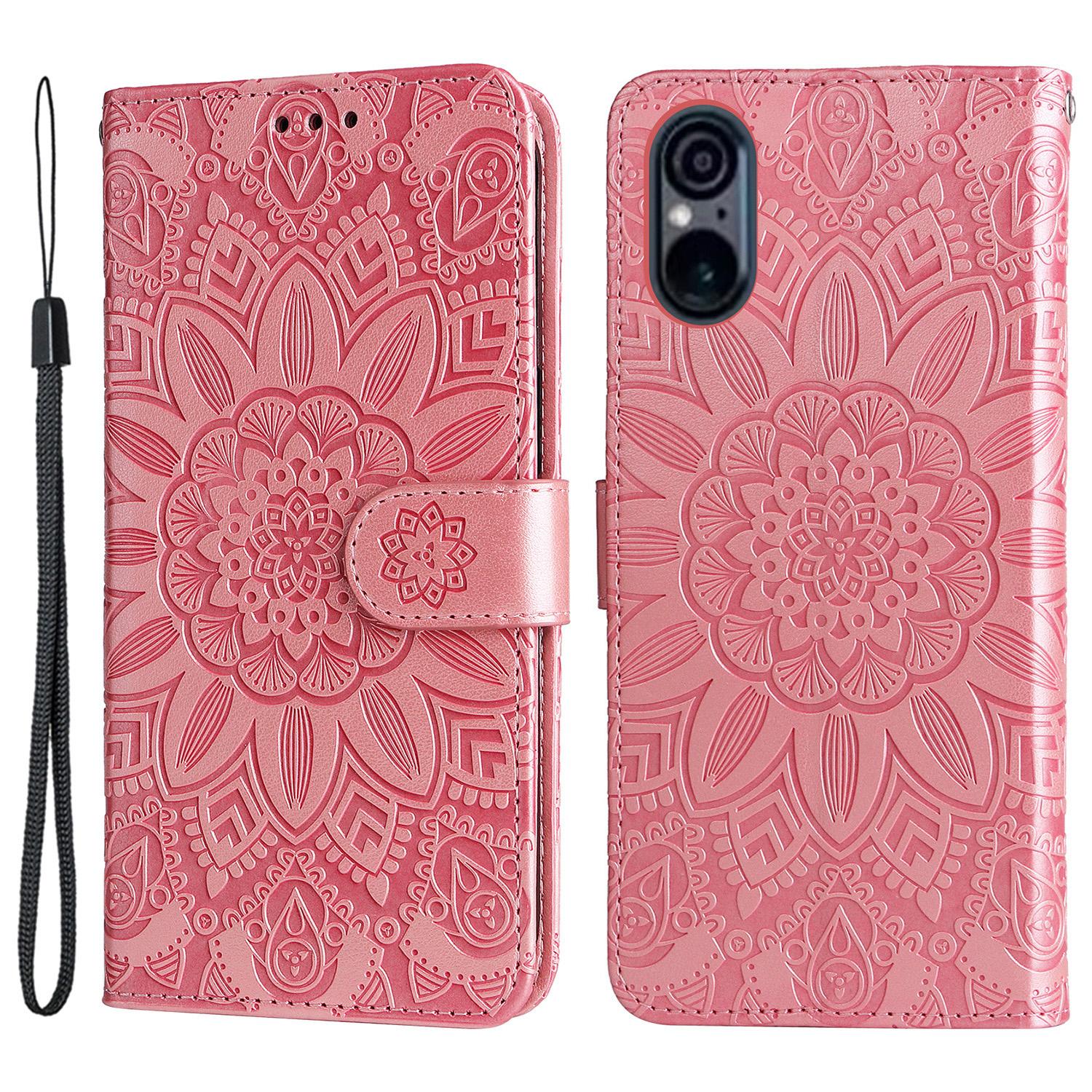 

For Sony Xperia 5 VI Case PU Leather Phone Wallet Cover Sunflower Pattern Pink
