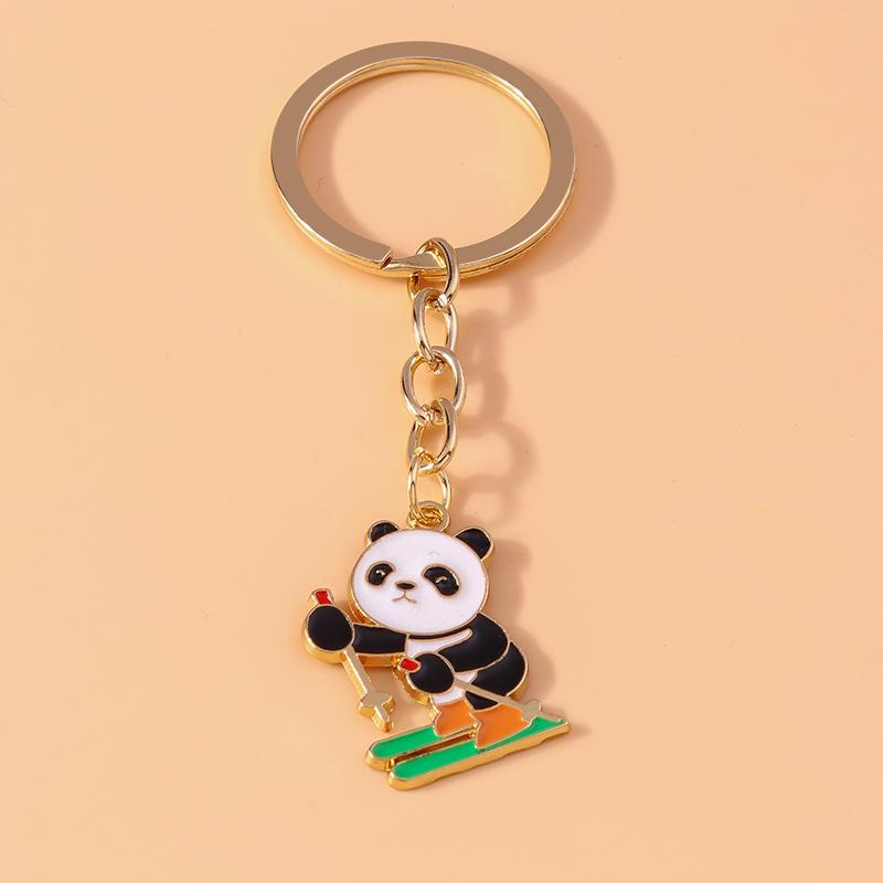 Cute Enamel Panda Keychain Cat Keyring Pendant for Car Key Holder Women Girls Handbag Accessories DIY Jewelry Gifts