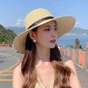 Large Eave Straw Hat For Woman Black Bow Tie Edgesunscreen Foldable Beach Hat Outdoor Seaside Vacation Fashionable And Elegent