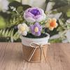 Handmade Crochet Flower Bouquet with Pot, Cute Little Knitted Potted Flower for Car Dashboard, Home Office Decoration, Gift for Birthday, Anniversary