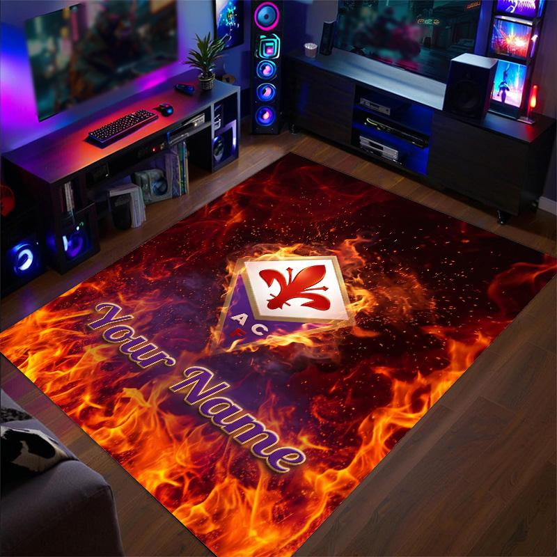 Crystal Velvet Rug Fiorentina FC Print Custom Name Text Floor Mat Home Decor