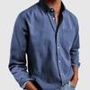 Men's Solid Color Long-Sleeve Shirt Jacket for Spring and Autumn with Turn-Down Collar