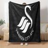 Swansea City Crest Flannel Blanket, Soft Polyester, Modern Design, All-Season for Camping, Travel, Gifts for holidays or birthdays