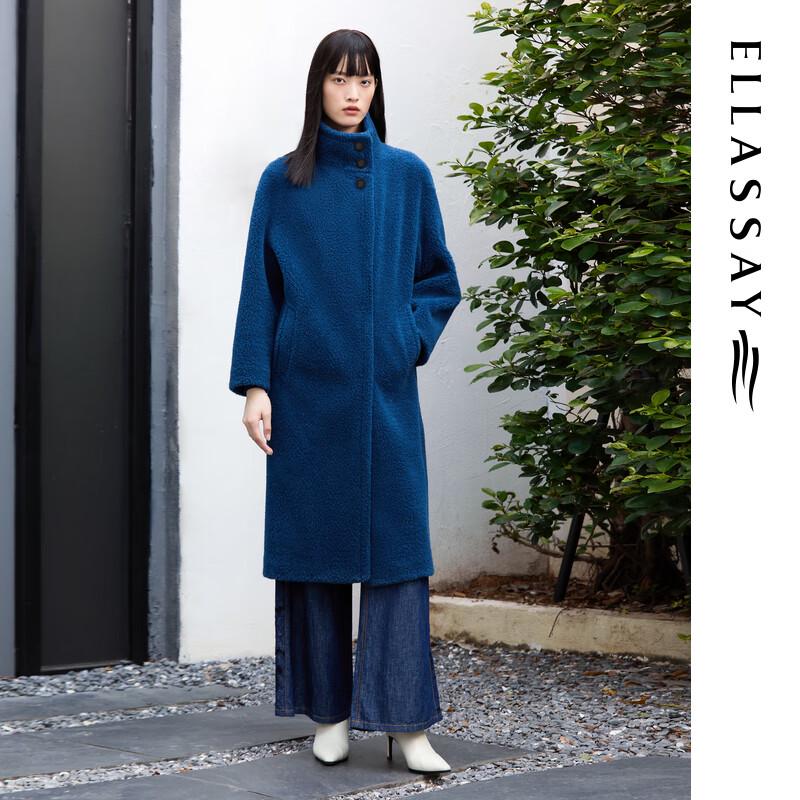 

ELLASSAY Women s Minimalist 100% Wool Stand Collar Long Coat S