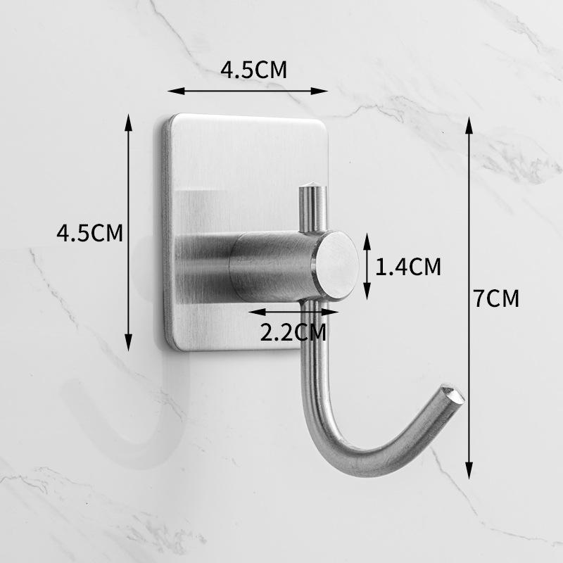 Traceless 304 Stainless Steel Adhesive Hook for Bathroom & Kitchen