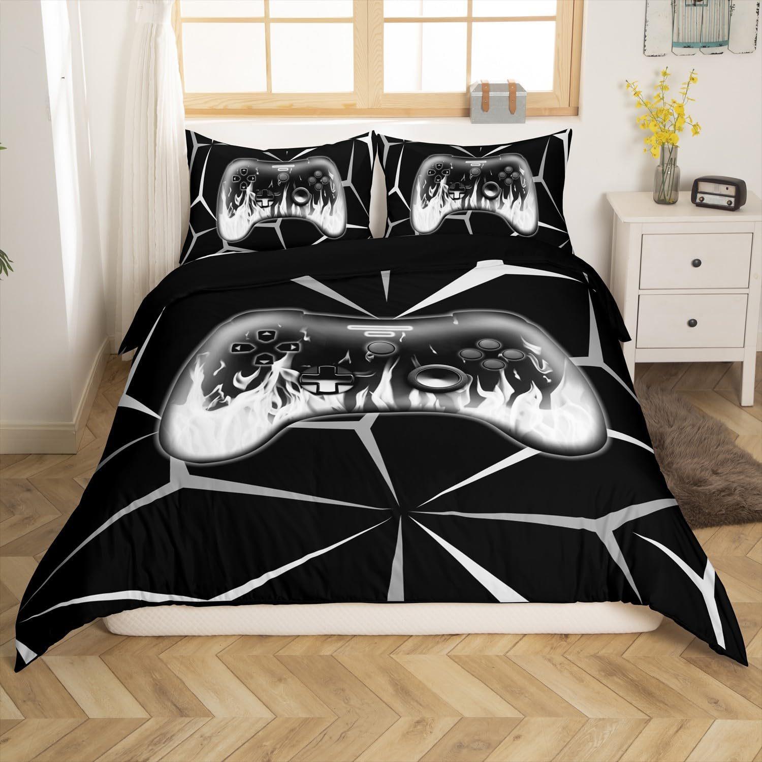 

Комплект постельного белья с принтом игрового контроллера, комплект из трех предметов, подходящий для семейного общежития, пододеяльник EU single 135*200