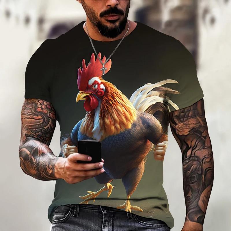 Summer Fashion New Men's Bamboo Forest Printed T-shirt Leisure and Comfortable Short sleeved Round Neck