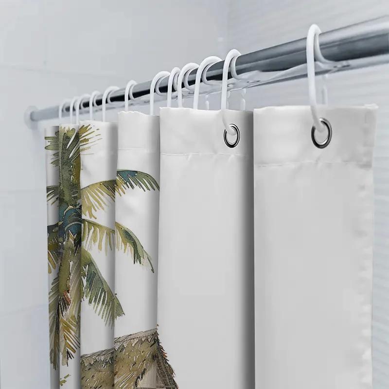 Coastal Style Shower Curtain With Palm Tree Print Perfect For Bathrooms Waterproof Home Decor Item From