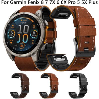 Bracelet à attache rapide 26 mm 22 mm Pour Garmin Fenix 8 E 7 7X 6X 6 5X 5 Bracelet en Silicone Cuir Epix Pro Gen 2 47 mm 51 mm Enduro 3 2027