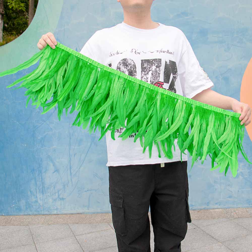 1 Meter Natürliches Rotes Hahnenhechel Federbesatz Fransen 10-12 Zoll Hochzeit Karneval Party Dekoration DIY Kleidung Nähen Handwerk