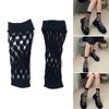 1 Pair Fashionable Black Fishnet Mesh Ankle Socks with Rhombus Geometric Patterned Ruffle Lace Trim Socks for Women Girl