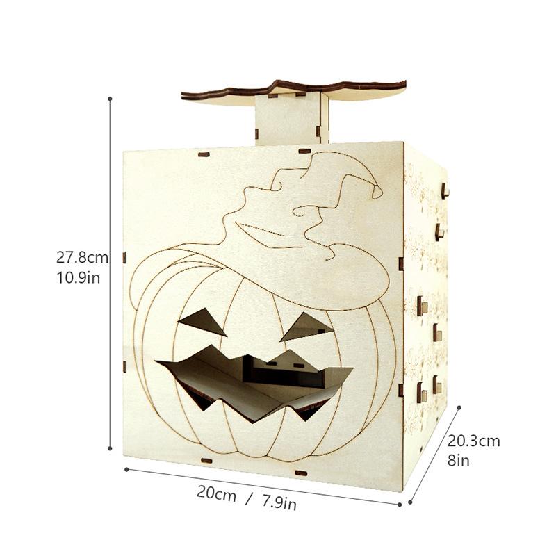Laser-Cut Wooden 3D Pumpkin Head Candy House Jigsaw Puzzle