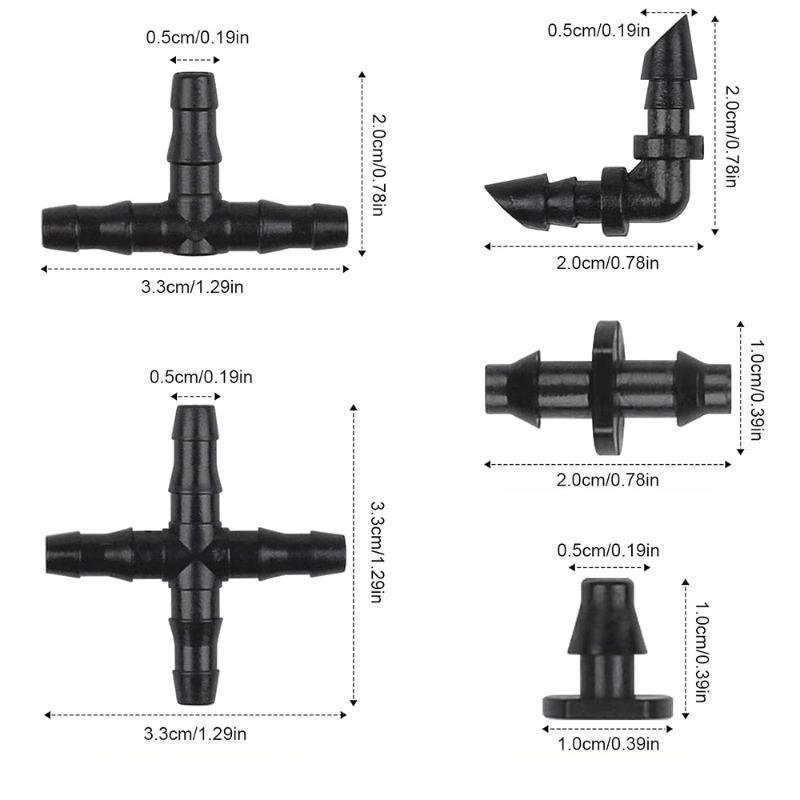50PCS Universal Barbed Tee Fittings Barbed Connectors Garden Drip Irrigation Joint for 4/7mm Water Tube Watering System