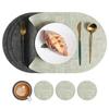 Nordic two-color cloth pattern leather placemat, dining table mat, plate mat, heat protection and insulation certification