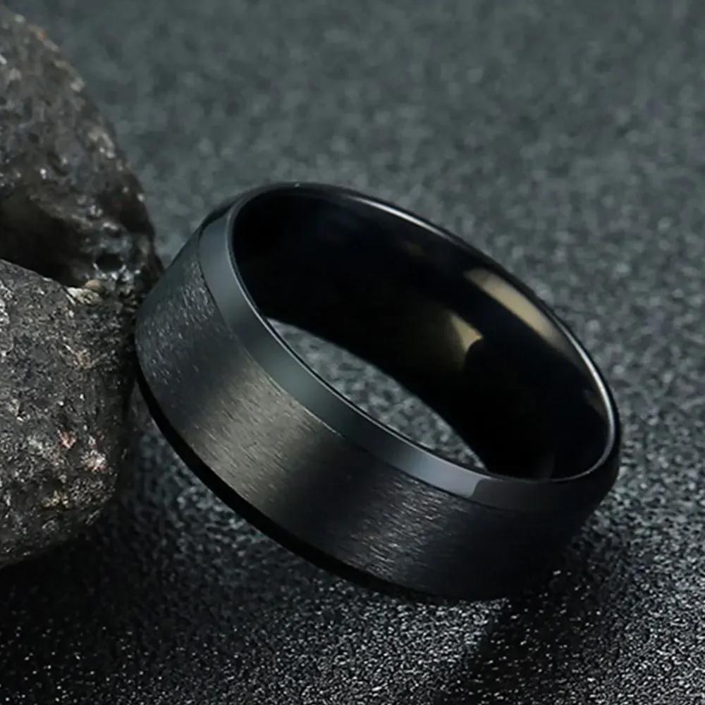 Heren Modieuze Roestvrijstalen Zwart Stalen Kleur Ring