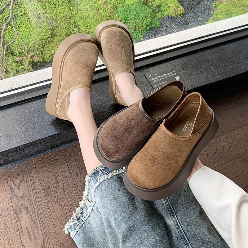 Fashion Platform Women's Slippers Suede Fashion Shoes Casual Women Trend Pump Flat Soles Thick Soles Two Wearing Women's Shoes Sneakers