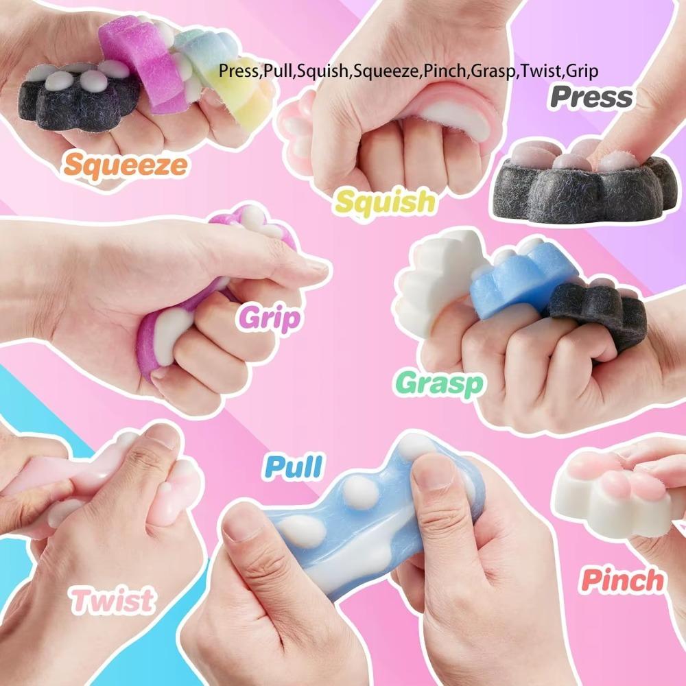 Soft Cat Paw Squishy Toy Stress Relief Fidget Toy Anti Anxiety Sensory Toy for Kids Adults