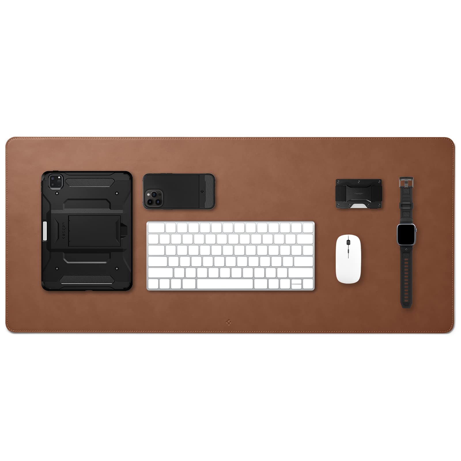 

Spigen LD302 Laser Gaming Mouse Pad, Premium PU Leather, Waterproof, Non-Slip, Durable, Office Use (Brown)