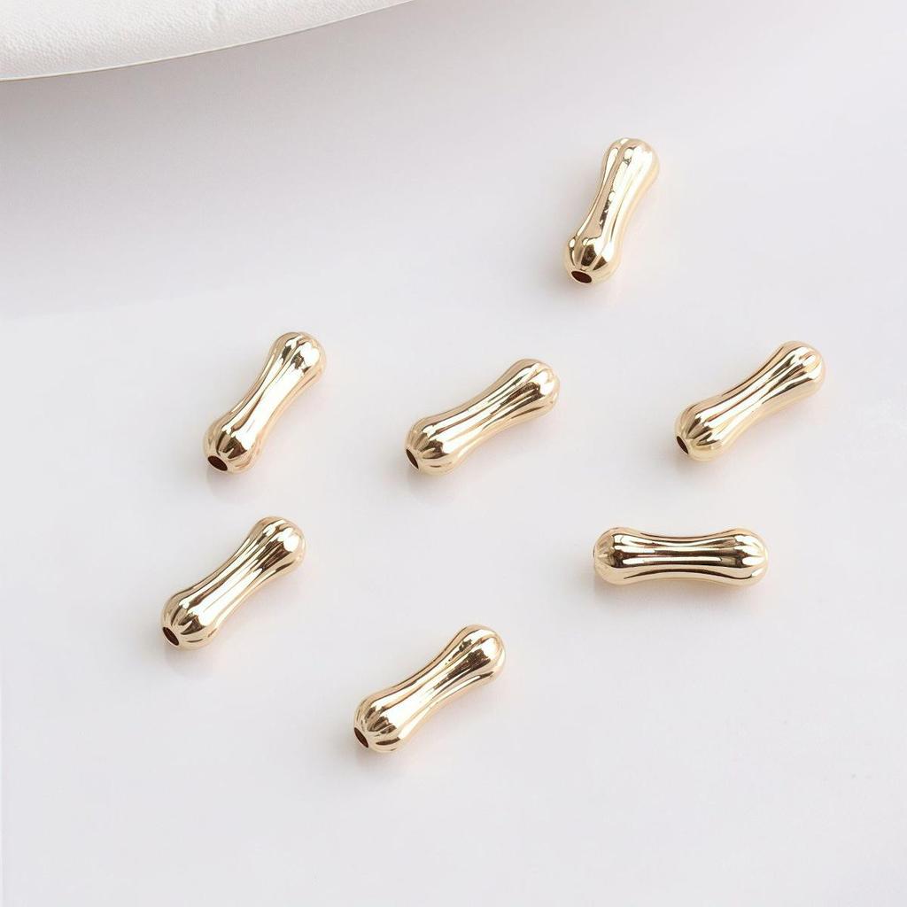 14K Gold Plated Waist Bone Spacer Beads with Pumpkin Pattern for DIY Jewelry and Bracelets.