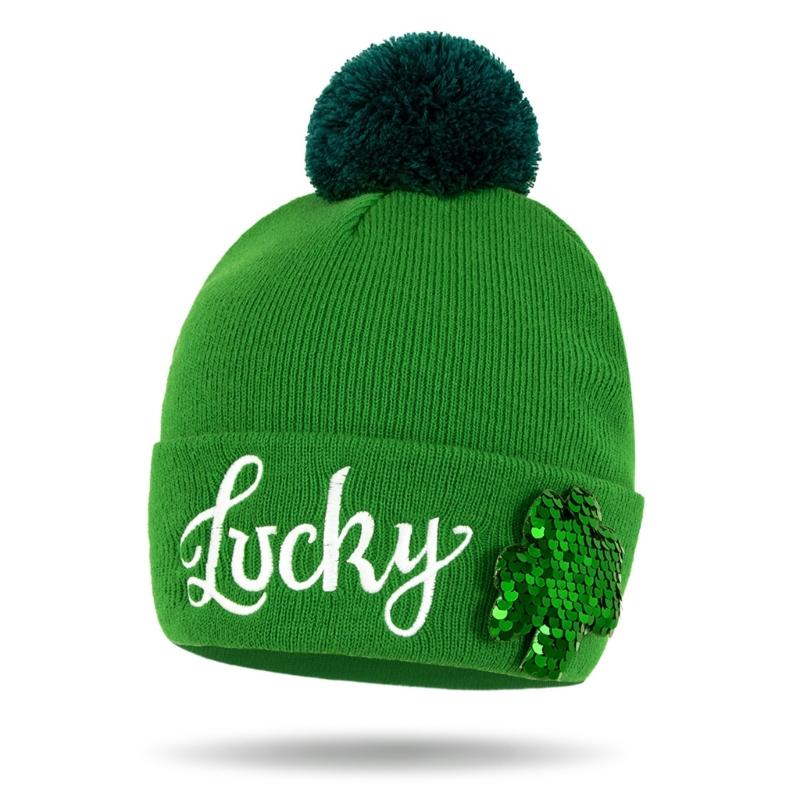 

Irish Shamrock Brimless Hat for Adult Comfortable Skull Hat for StPatricks Day Festival Gathering Carnivals Celebration CN