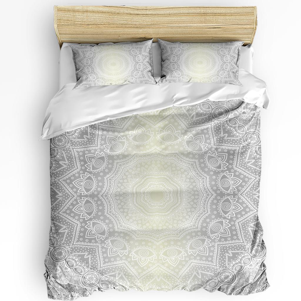 Breathable Soft Double Mandala Gradient Bohemian Flower With Pillow Case Custom 3pcs Bed Home Textile Quilt