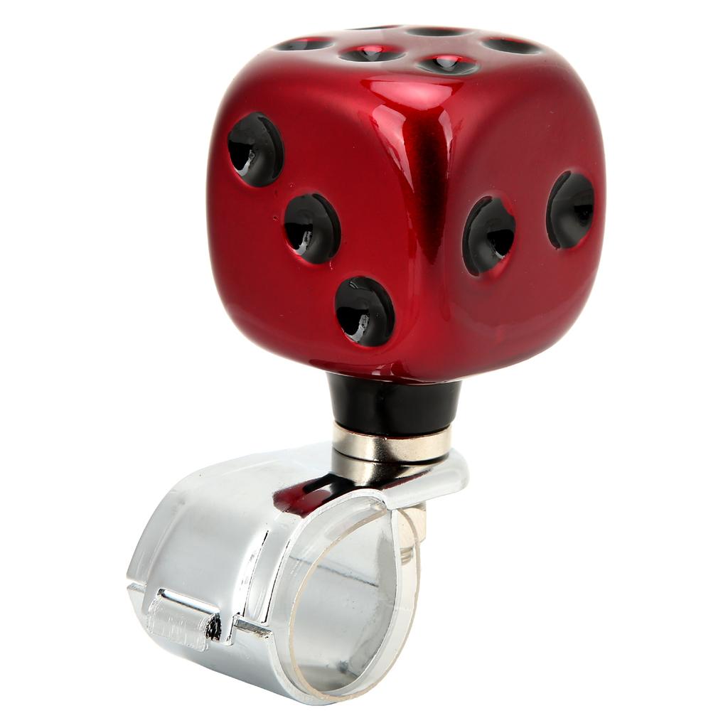 Dice Shape Car Steering Wheel Spinner Suicide Knob Labor Saving for Cars Trucks Tractors BoatsRed