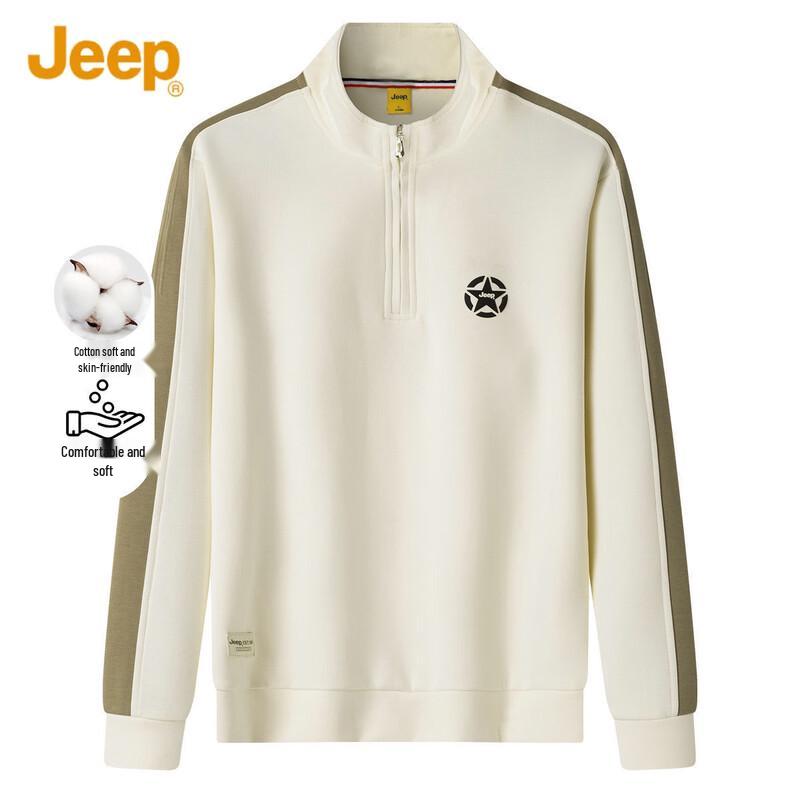 JEEP Men s Spring Autumn Stand-Collar Quarter-Zip Sweatshirt 4XL