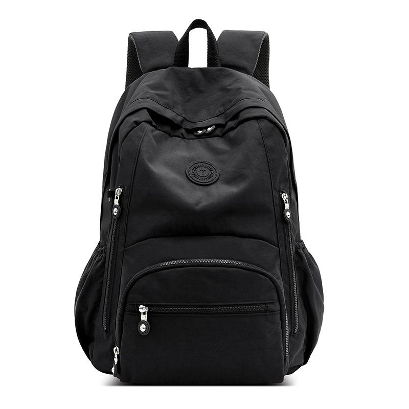 Nylon Backpack Solid Color Student School Baglarge Capacity Women's Travel Bag