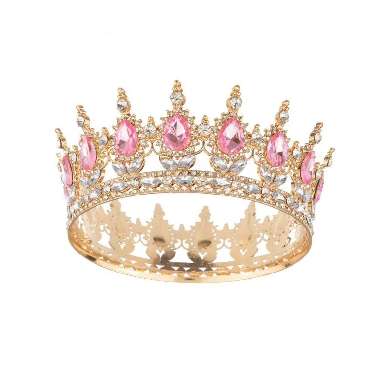 Big Crown Bridal Wedding Tiara Colorful Round Tiara Birthday Cake Decorative Ornament Queen Atmosphere