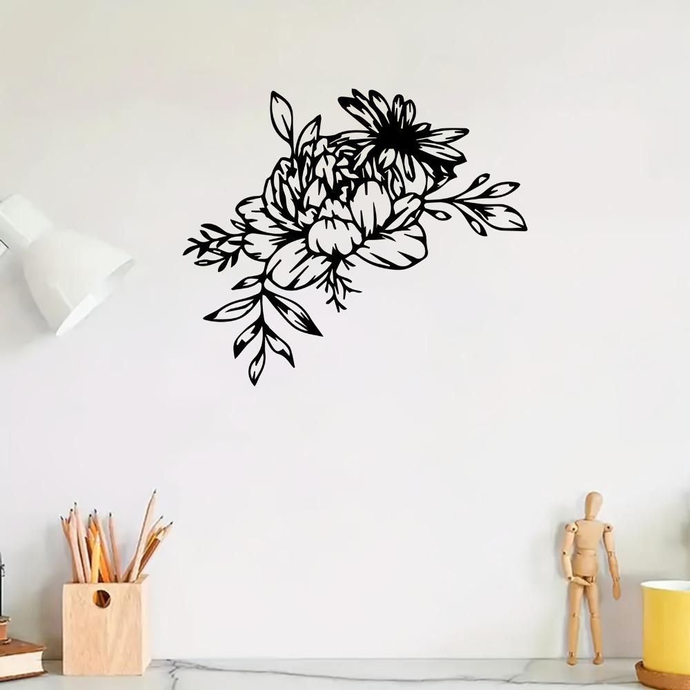 1pc Elegant Floral Metal Wall Sculpture, Rustproof Iron Romantic Flower Statue Mural, Wedding Valentine Gift for Bedroom Garden Fence Home Decor