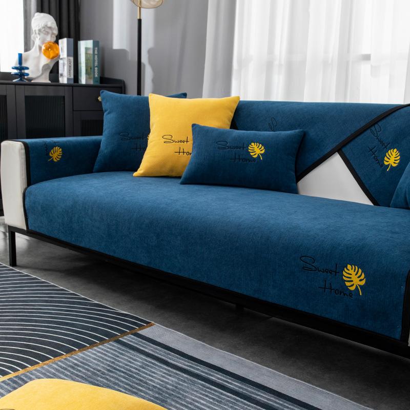Nordic Luxury Sofa Cover Cushion Embroidery Four Season Sofa Armchair Backrest Towel Non Slip Couch Cover 3 Seater Sofa Cover