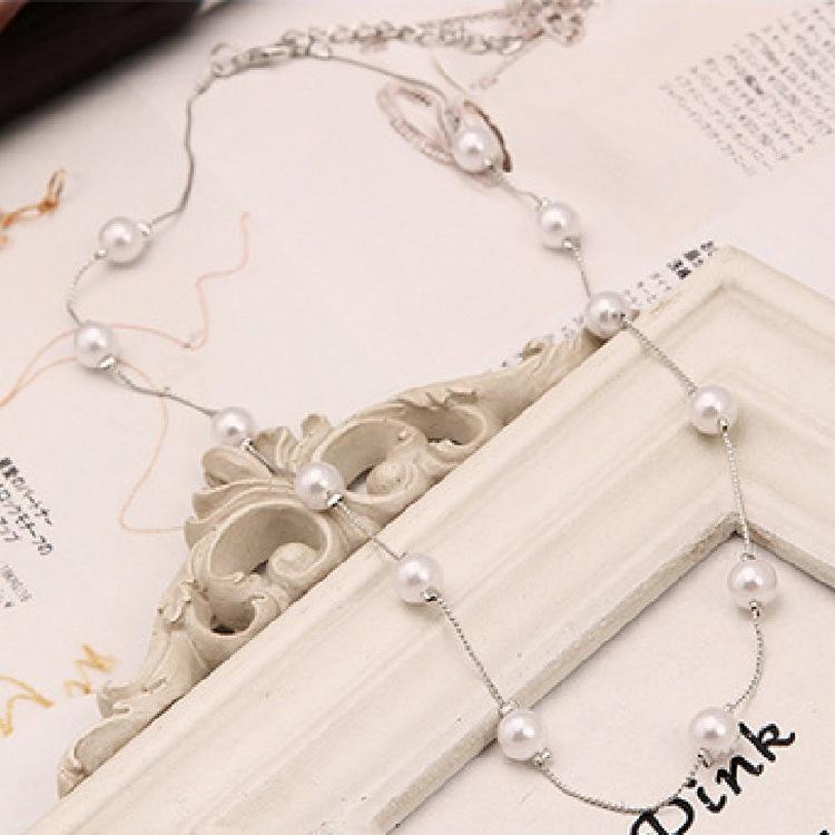 Korean lady multi-pearl single-layer necklace, small fresh sweater chain, versatile lady long and exquisite