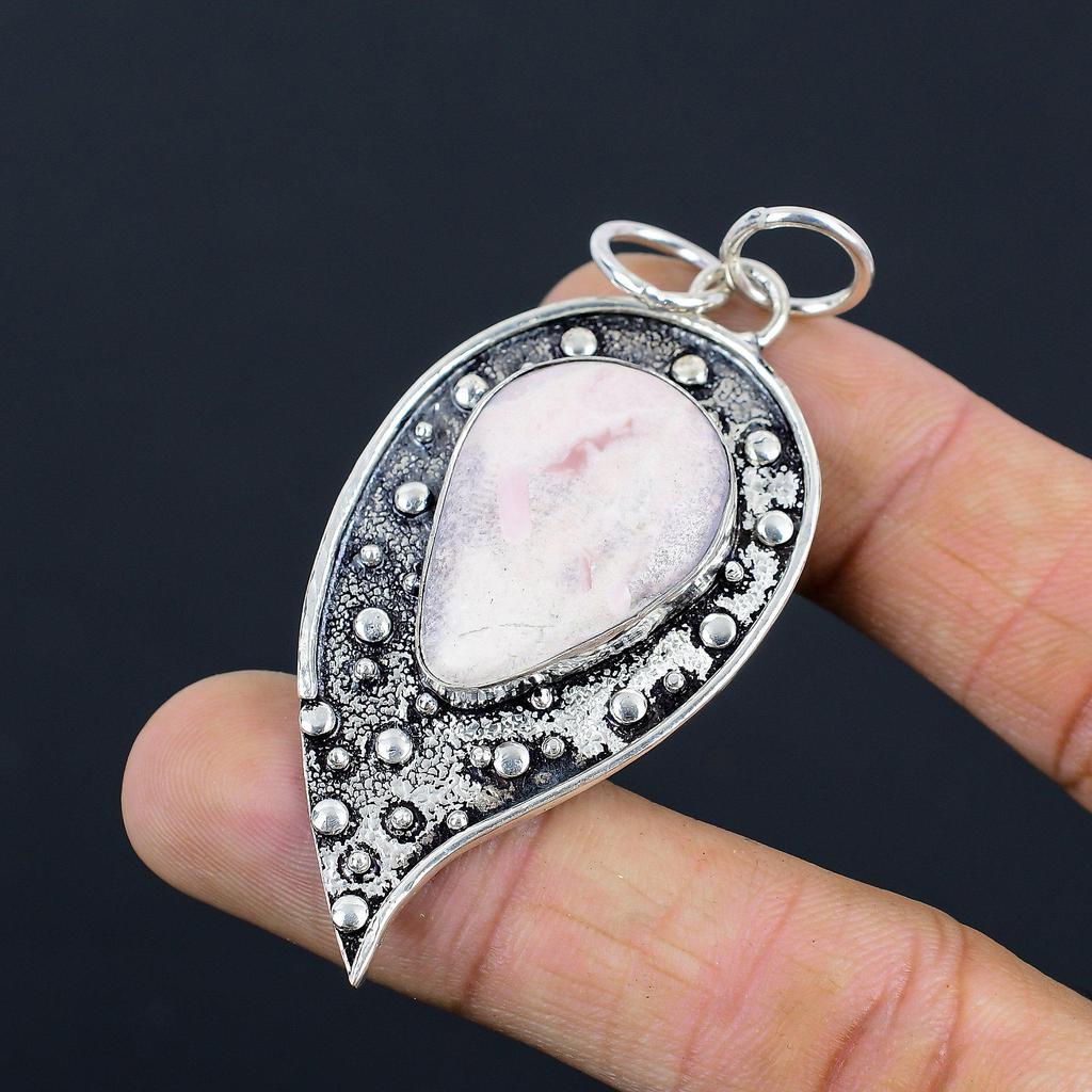 Natural Rhodochrosite Gemstone Pendant 925 Sterling Silver Jewelry For Girls