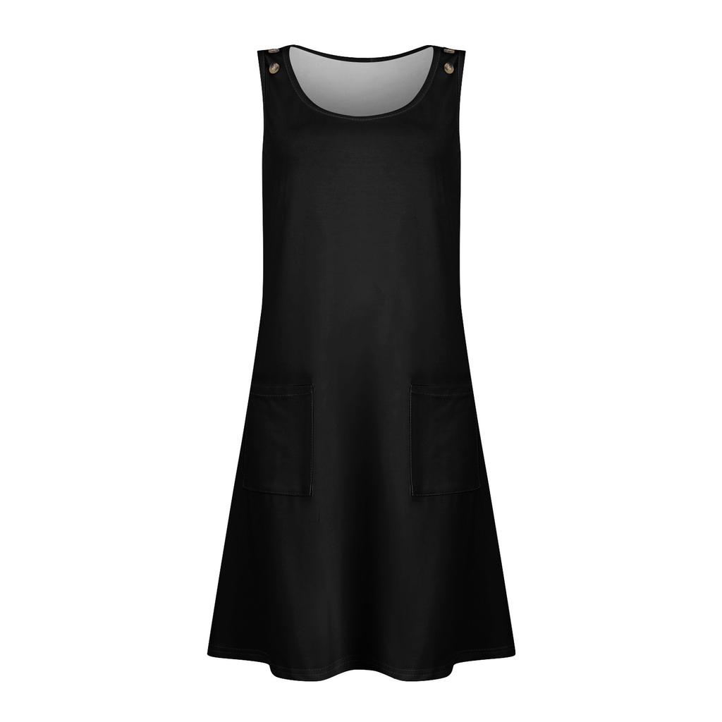 Summer Dresses For Women Beach Boho Sleeveless Printing Flowy Pocket Tshirt Tank Sundresses