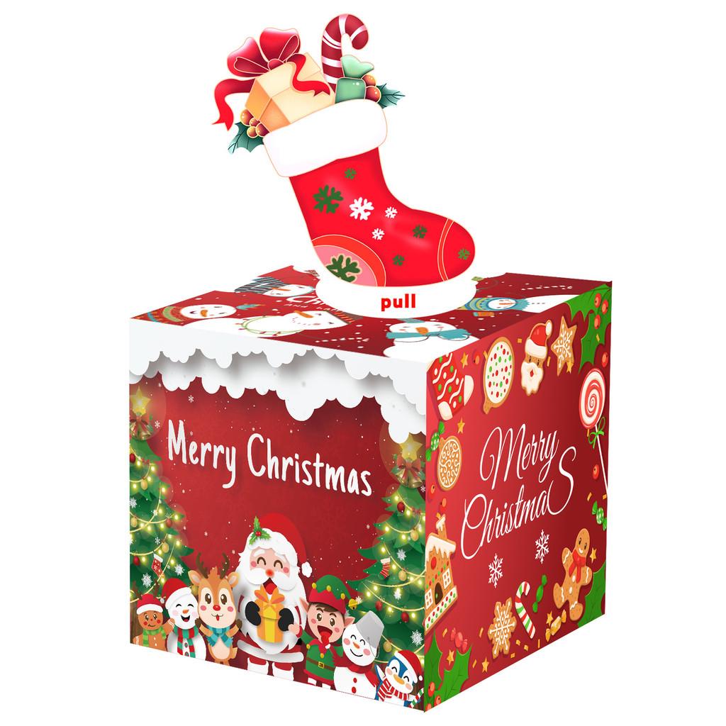 Red Christmas Theme Pattern Gift Box Holiday Decoration Props Atmosphere
