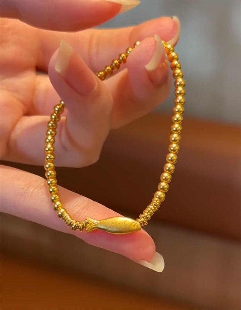 Transfer Koi Handornamente Goldperle Kleiner Fisch Armband für Damen 2024 Neuer Stil Goldperle Perlen Glücksbringer Armband Heißer Verkauf