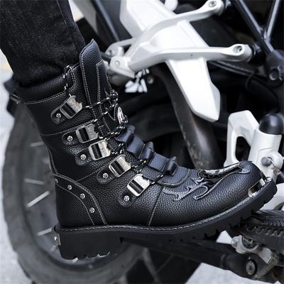 High Quality Men's Boots Punk Rock Style Motorcycle Boots Luxury Mid-Calf Leather Boot Mens Knight Boots Botas Masculino