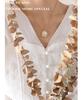 Elegant Gold-Plated Titanium Steel Necklace with Oval White Sea Shell Pendant
