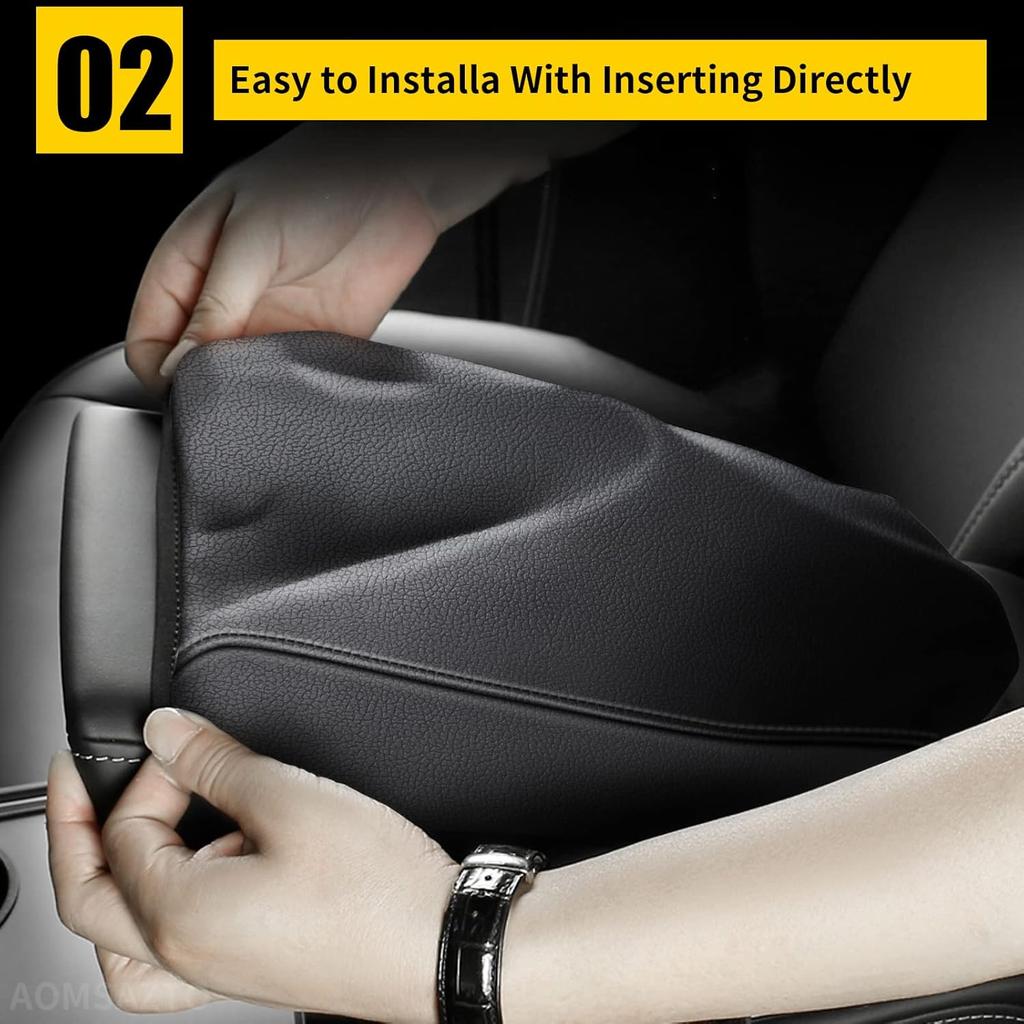 AOMSAZTO Armrest Covers For Corolla 2014- Black Console Cushion For Corolla