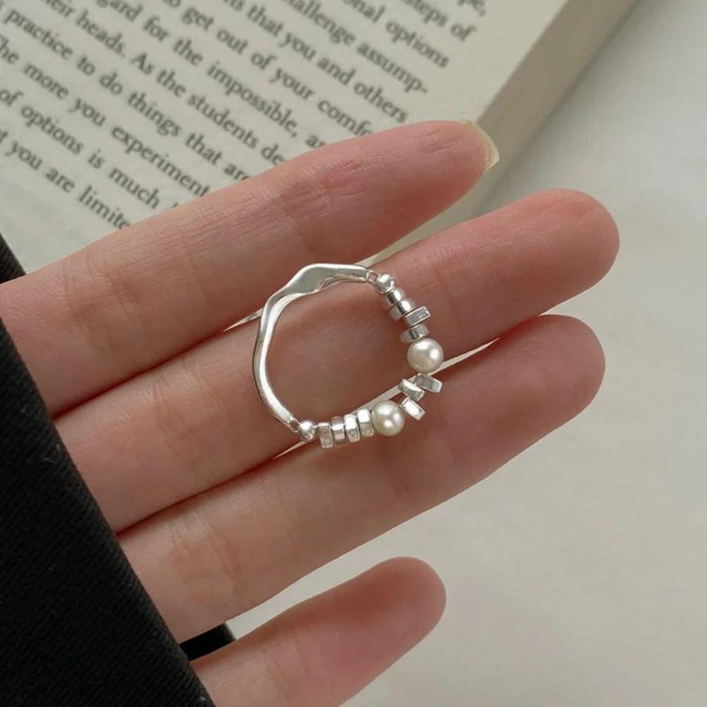 Vintage Minimalist Design Rings Light Luxury Personality Rings Elegant Pearl Finger Rings  Party