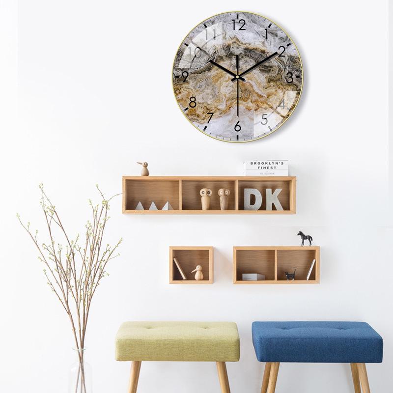 Neue kreative Wanduhr mit Marmormuster für Zuhause, Wohnzimmer und Schlafzimmer, leise Uhr, Wanduhr, leichter Luxus, moderne Quarzuhr