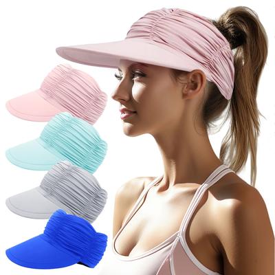 Womens Head Scarf Visor with Wide Brim Sunhat  Headband Cap Summer Beach Sun Hats UV Protection Female Baseball Cap for Sports