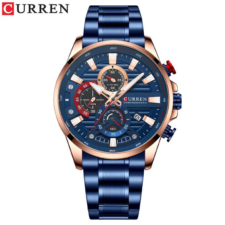 Curren Men s Multifunctional Waterproof Quartz Watch with Calendar and Large Dial Steel Band.