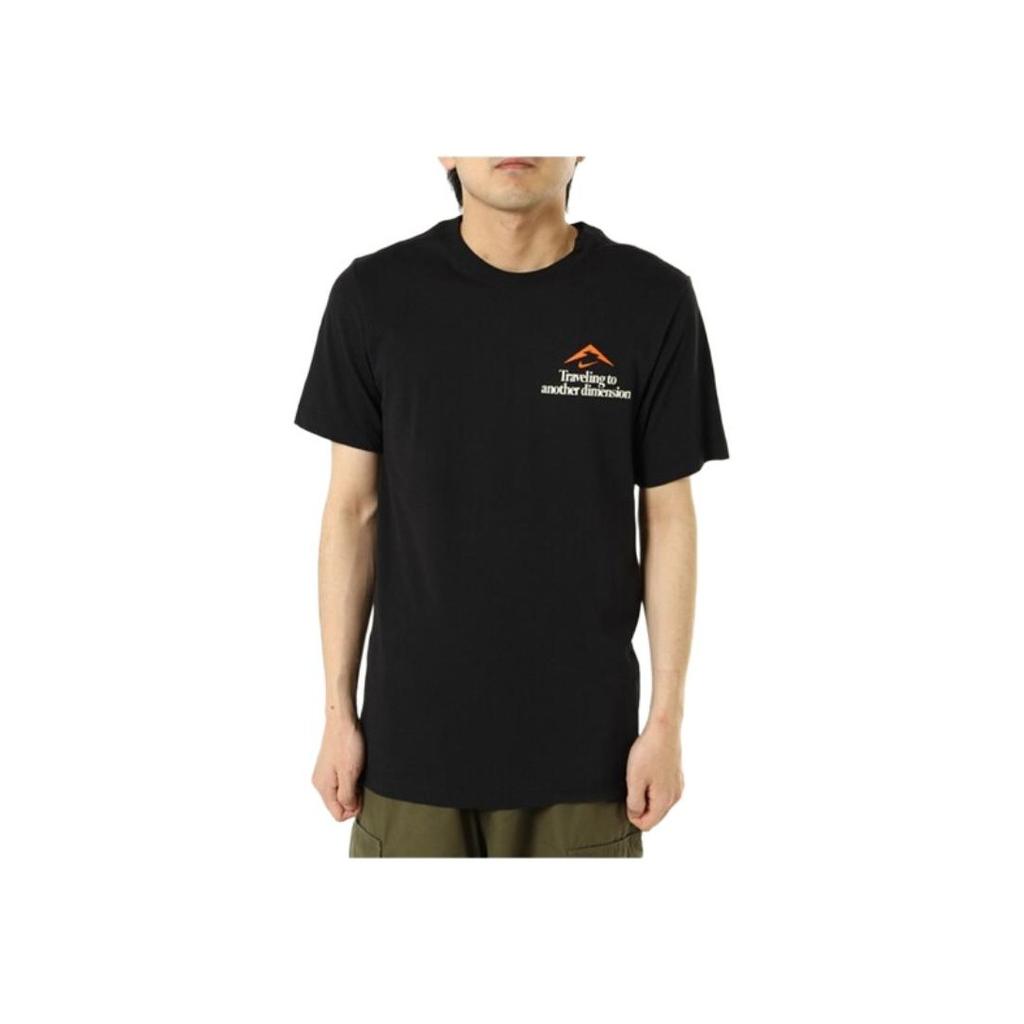 Nike Alphabet Pattern Print Straight Round Neck Pullover Short Sleeve T-Shirt Men Tops Black FJ2355-010