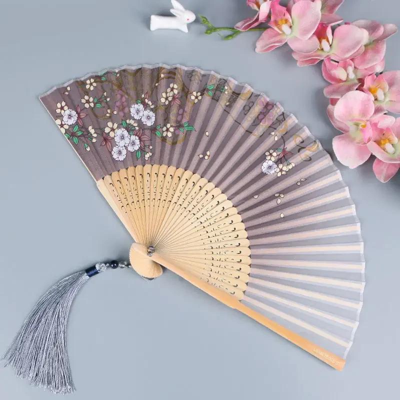 Vintage Chinese Style Portable Folding Fan Party Wedding Dance Hand Fans Summer Bamboo Craft Gift Room Decoration Ornaments New