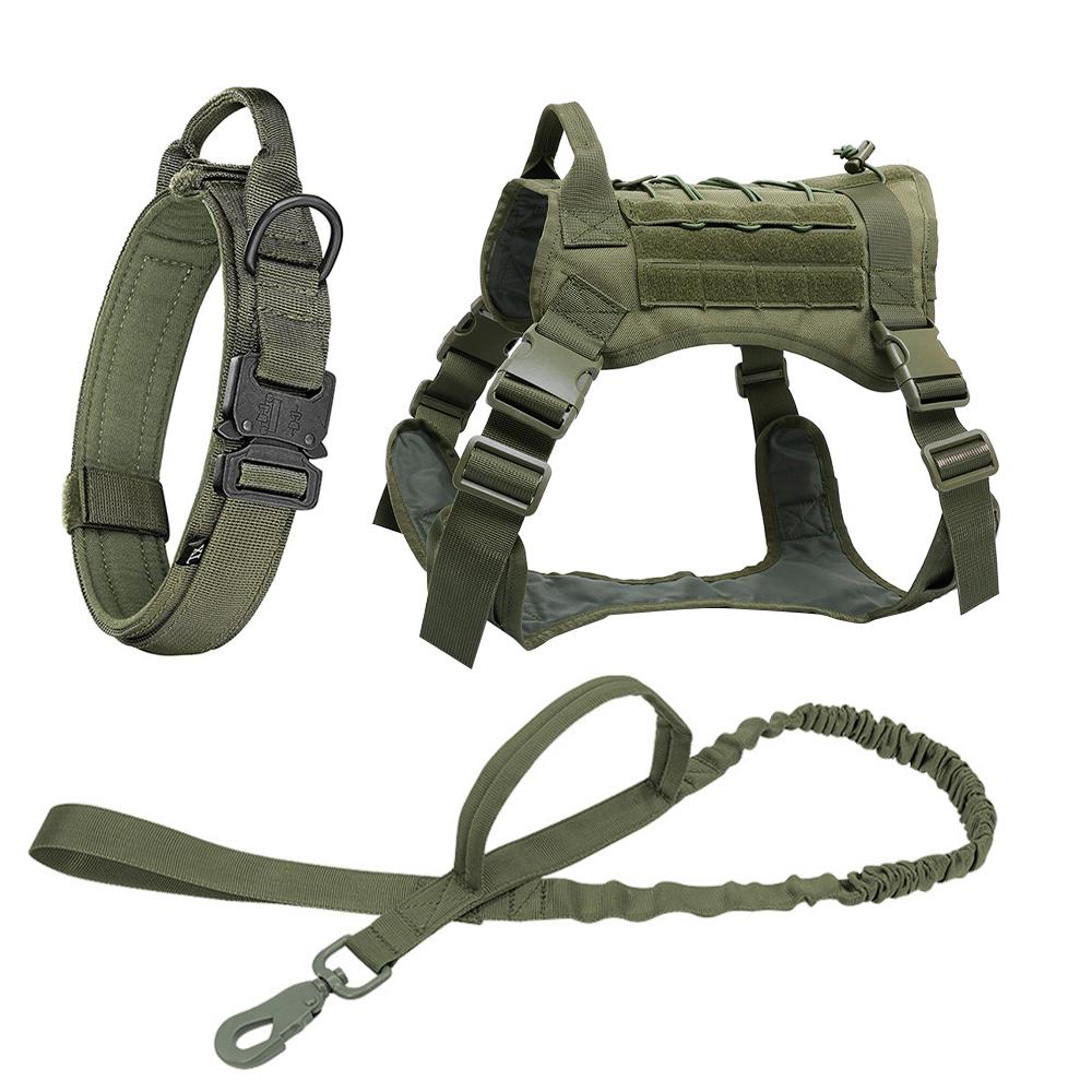 

Large Dog Collar Military Dog Harness And Leash Set Pet Training Vest Tactical German Shepherd Harnesses For All Sizes Dogs M