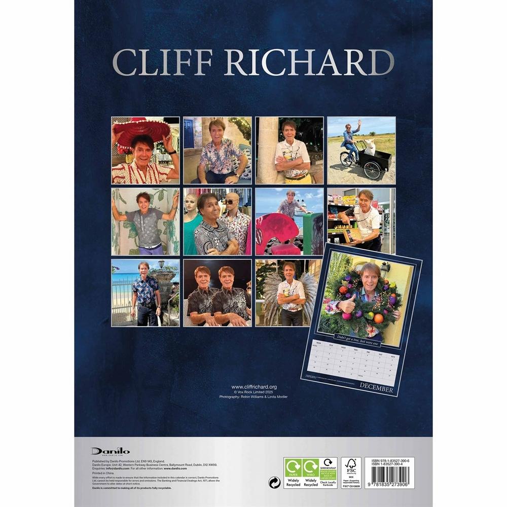 Cliff Richard 2026 A3 Wall Calendar